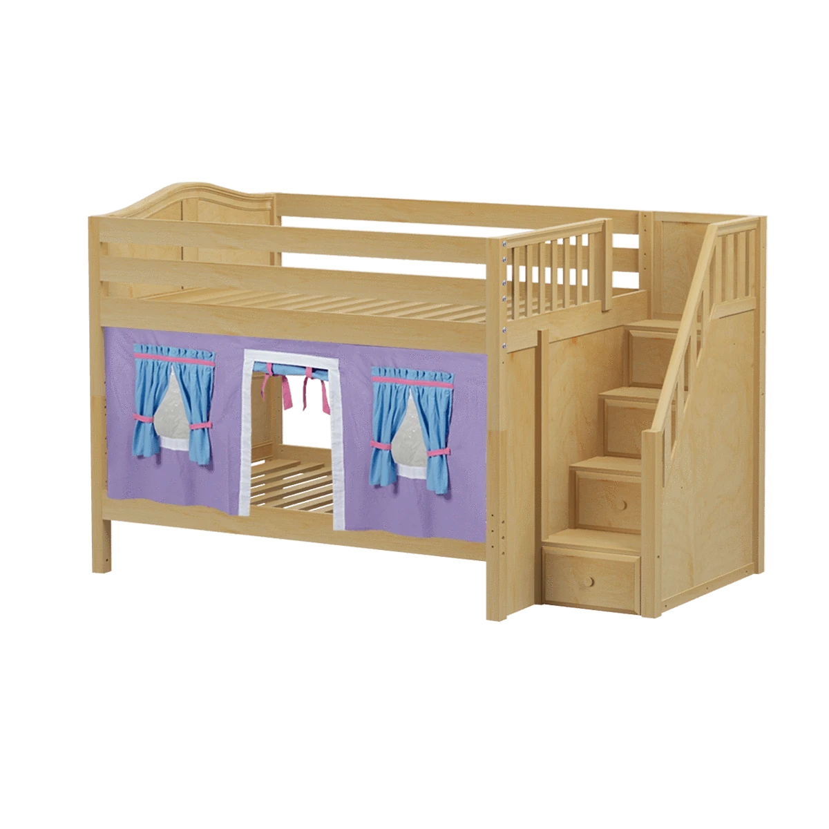 Maxtrix Full Low Bunk Bed With Stairs + Curtain 19 Maxtrix Full Low Bunk Bed With Stairs + Curtain - Image 17