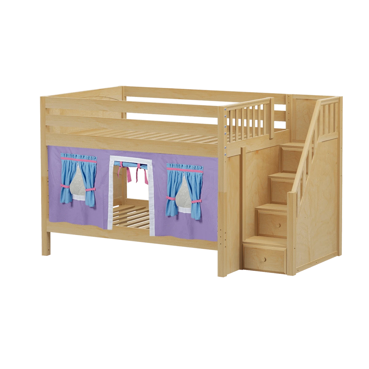 Maxtrix Full Low Bunk Bed With Stairs + Curtain 20 Maxtrix Full Low Bunk Bed With Stairs + Curtain - Image 18