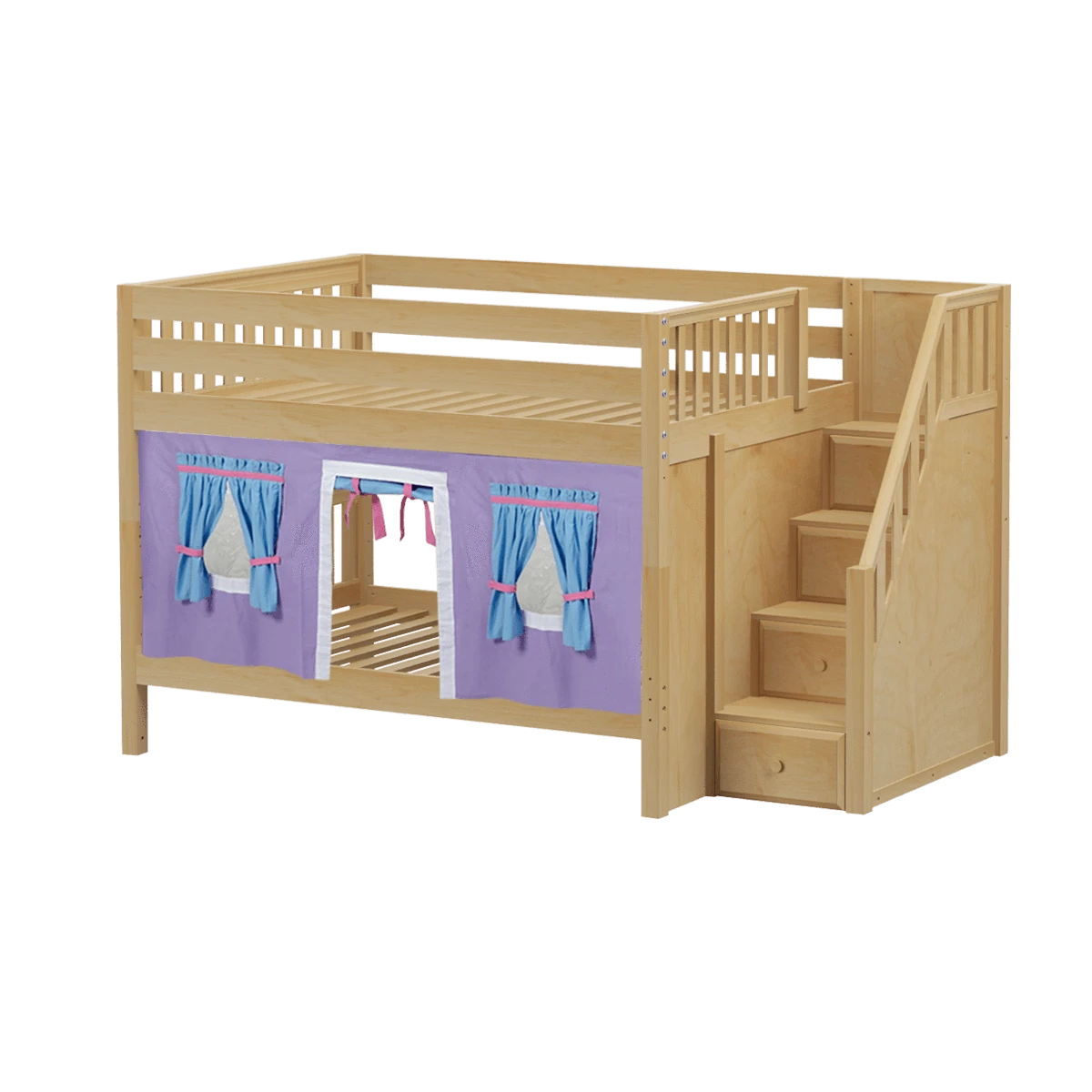Maxtrix Full Low Bunk Bed With Stairs + Curtain 22 Maxtrix Full Low Bunk Bed With Stairs + Curtain - Image 20