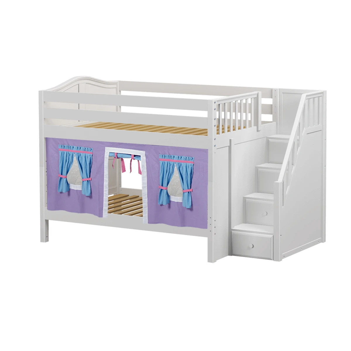 Maxtrix Full Low Bunk Bed With Stairs + Curtain 15 Maxtrix Full Low Bunk Bed With Stairs + Curtain - Image 13