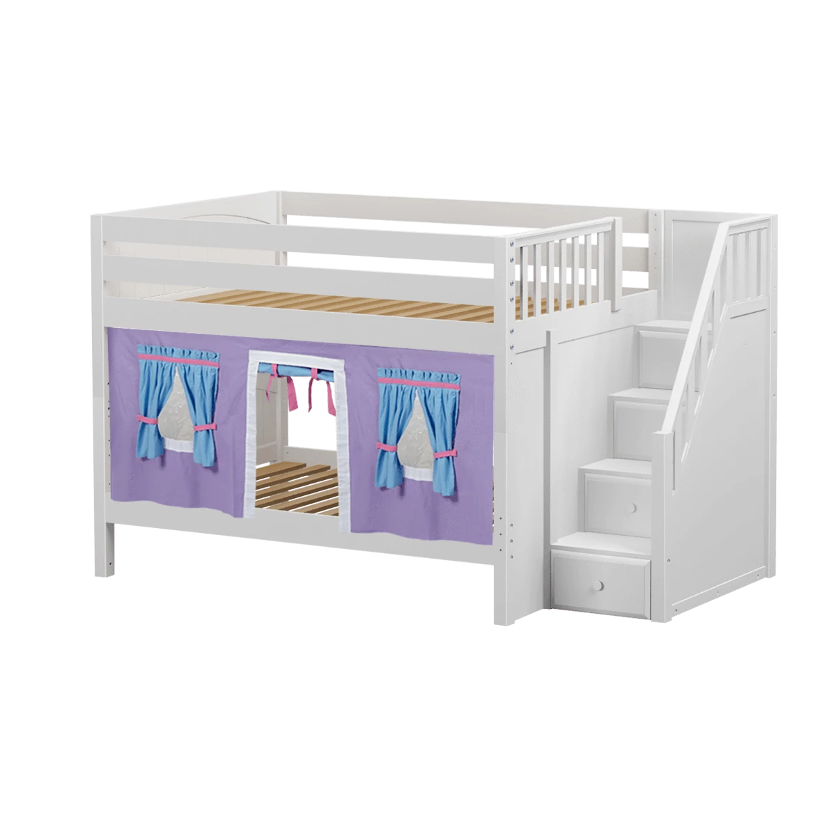 Maxtrix Full Low Bunk Bed With Stairs + Curtain 17 Maxtrix Full Low Bunk Bed With Stairs + Curtain - Image 15