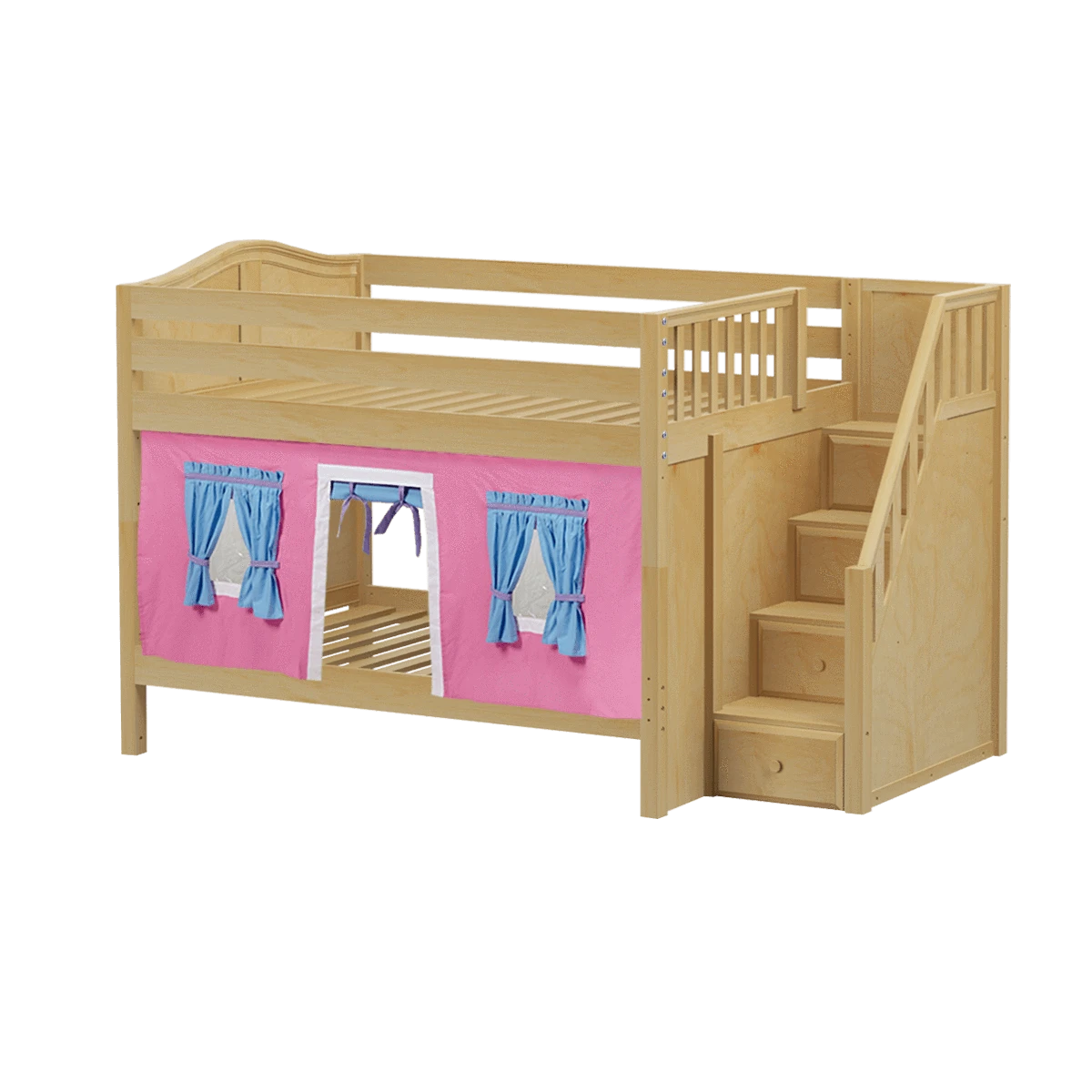 Maxtrix Full Low Bunk Bed With Stairs + Curtain 8 Maxtrix Full Low Bunk Bed With Stairs + Curtain - Image 6