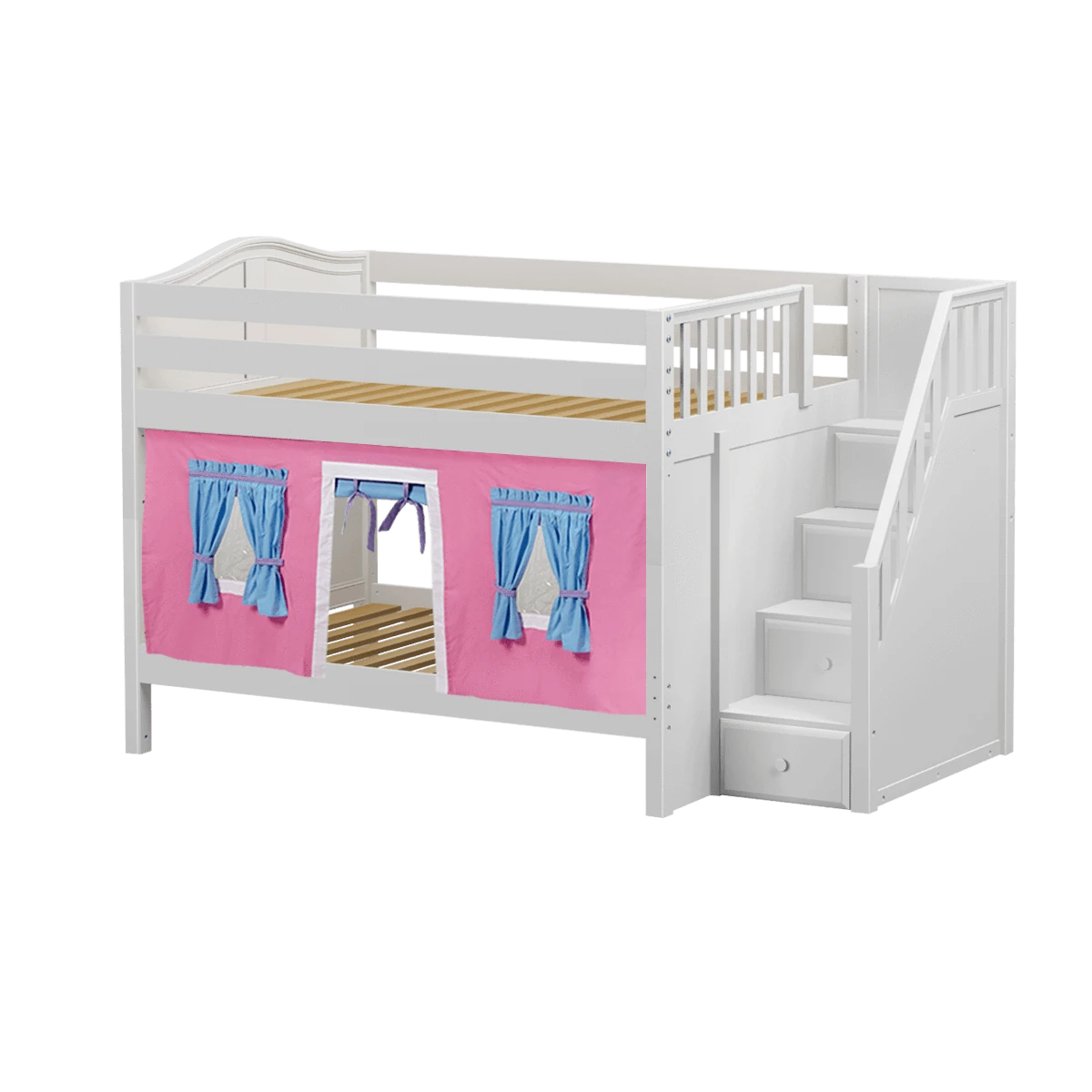Maxtrix Full Low Bunk Bed With Stairs + Curtain 4 Maxtrix Full Low Bunk Bed With Stairs + Curtain - Image 2