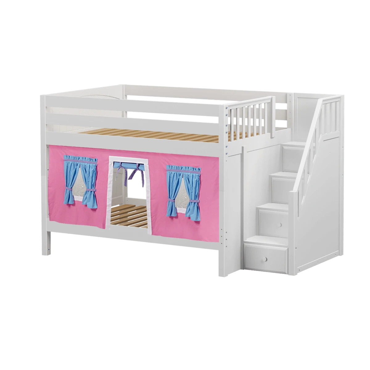 Maxtrix Full Low Bunk Bed With Stairs + Curtain 5 Maxtrix Full Low Bunk Bed With Stairs + Curtain - Image 3