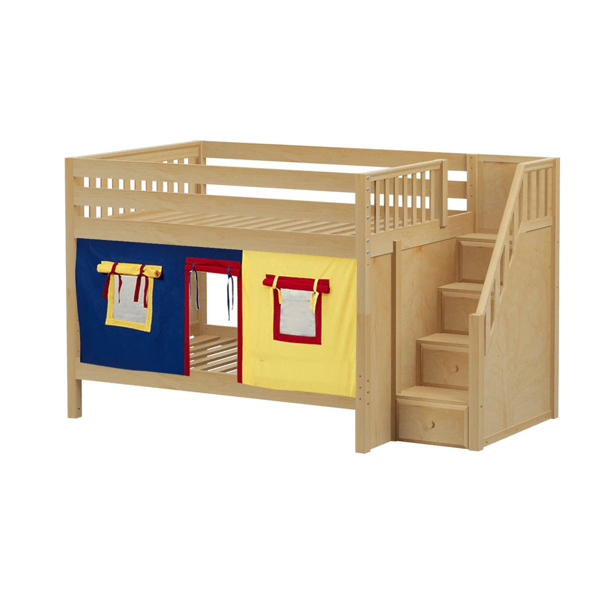 Maxtrix Full Low Bunk Bed With Stairs + Curtain 21 Maxtrix Full Low Bunk Bed With Stairs + Curtain - Image 19
