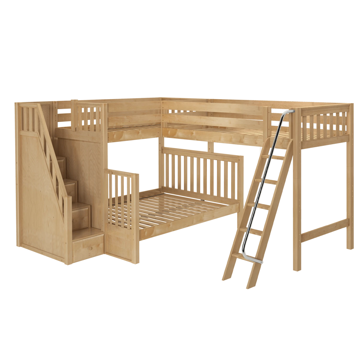 Maxtrix Corner Loft Bunk Bed - Twin XL Over Queen + Twin XL 3 Maxtrix Corner Loft Bunk Bed - Twin XL Over Queen + Twin XL