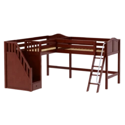 Maxtrix Twin Medium Corner Loft Bed With Ladder + Stairs - L -Babyletto Store DOS CC
