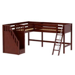 Maxtrix Twin Medium Corner Loft Bed With Ladder + Stairs - L -Babyletto Store DOS CP