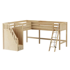 Maxtrix Twin Medium Corner Loft Bed With Ladder + Stairs - L -Babyletto Store DOS NP