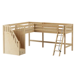 Maxtrix Twin Medium Corner Loft Bed With Ladder + Stairs - L -Babyletto Store DOS NS
