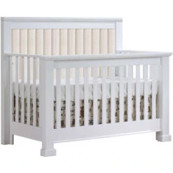 Natart Taylor ''5-in-1'' Convertible Crib With Upholstered Panel 8 Natart Taylor ''5-in-1'' Convertible Crib With Upholstered Panel -Babyletto Store FB taylor blanc crib with panel talc corners