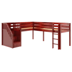 Maxtrix Twin Low Corner Loft Bed With Ladder + Stairs - L -Babyletto Store FLIPFLOP CS