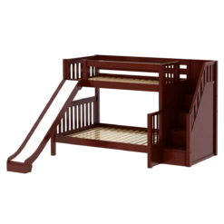 Maxtrix Medium Twin Over Full Bunk Bed With Stairs + Slide -Babyletto Store FOXTROT CS