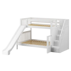 Maxtrix Medium Twin Over Full Bunk Bed With Stairs + Slide -Babyletto Store FOXTROT WS