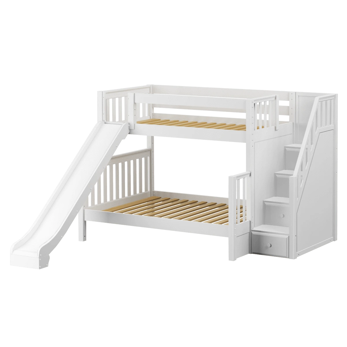 Maxtrix Medium Twin XL Over Full XL Bunk Bed With Stairs + Slide 3 Maxtrix Medium Twin XL Over Full XL Bunk Bed With Stairs + Slide