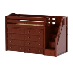 Maxtrix Twin Mid Loft Bed With Stairs + Storage -Babyletto Store GALANT3 CC