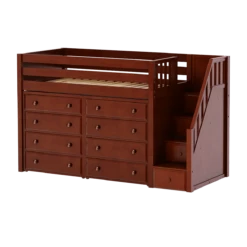 Maxtrix Twin Mid Loft Bed With Stairs + Storage -Babyletto Store GALANT3 CP