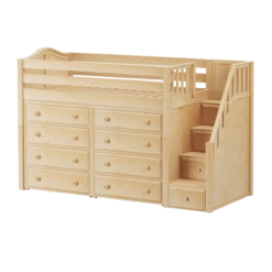 Maxtrix Twin Mid Loft Bed With Stairs + Storage -Babyletto Store GALANT3 NC