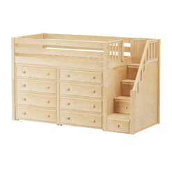 Maxtrix Twin Mid Loft Bed With Stairs + Storage -Babyletto Store GALANT3 NP