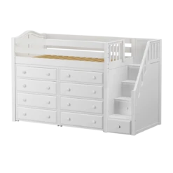 Maxtrix Twin Mid Loft Bed With Stairs + Storage -Babyletto Store GALANT3 WC