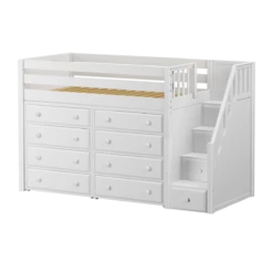 Maxtrix Twin Mid Loft Bed With Stairs + Storage -Babyletto Store GALANT3 WP