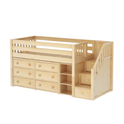 Maxtrix Twin Low Loft Bed With Stairs + Storage