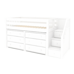 Maxtrix Twin Low Loft Bed With Stairs + Storage -Babyletto Store GREAT3 WS