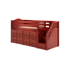 Maxtrix Twin Low Loft Bed With Stairs + Storage -Babyletto Store GREAT5 CC LEFT