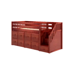 Maxtrix Twin Low Loft Bed With Stairs + Storage -Babyletto Store GREAT5 CS LEFT