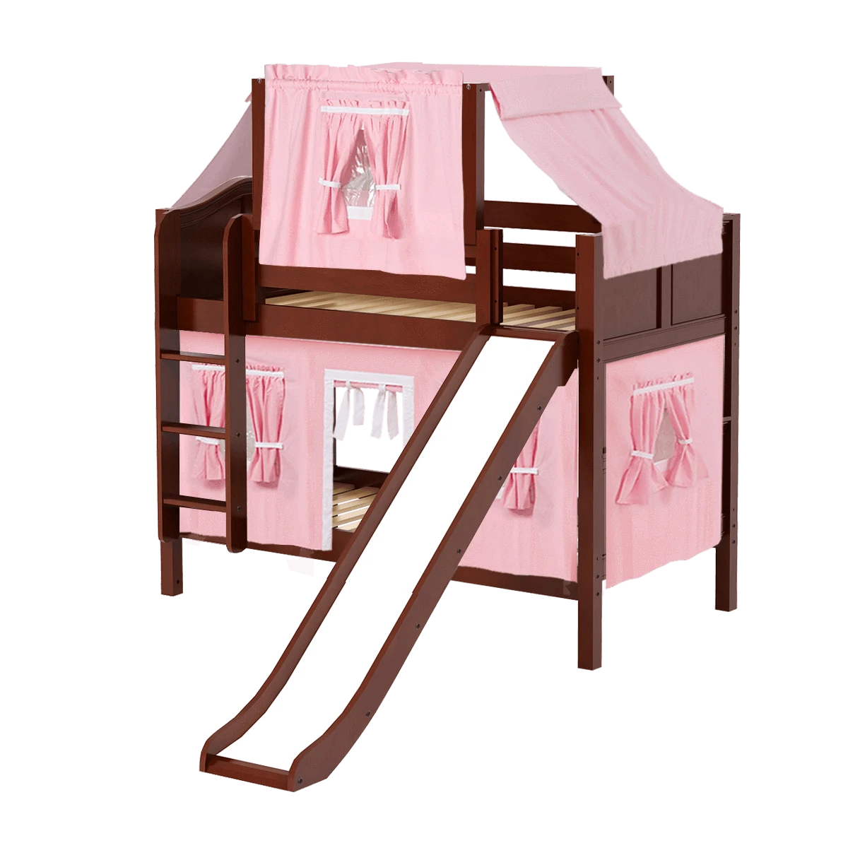 Maxtrix Twin Low Bunk Bed With Straight Ladder, Curtain, Top Tent + Slide 16 Maxtrix Twin Low Bunk Bed With Straight Ladder, Curtain, Top Tent + Slide - Image 14