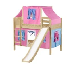 Maxtrix Twin Low Bunk Bed With Straight Ladder, Curtain, Top Tent + Slide 33 Maxtrix Twin Low Bunk Bed With Straight Ladder, Curtain, Top Tent + Slide -Babyletto Store GRIN 28 NP