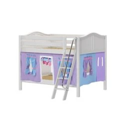 Maxtrix Full Low Bunk Bed With Angled Ladder + Curtain -Babyletto Store GULP27 WC