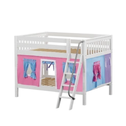Maxtrix Full Low Bunk Bed With Angled Ladder + Curtain -Babyletto Store GULP28 WS d587ac65 104c 4b3e 89f7 24b57446ec55