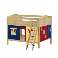 Maxtrix Full Low Bunk Bed With Angled Ladder + Curtain -Babyletto Store GULP29 NC e67d4cfd 28ab 40f4 99d2 3e0b690bfb28