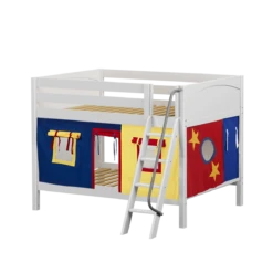 Maxtrix Full Low Bunk Bed With Angled Ladder + Curtain -Babyletto Store GULP29 WP 139b2250 121b 47a1 9f4e 48a9a30957b2