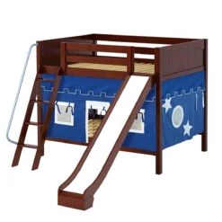 Maxtrix Full Medium Bunk Bed With Angled Ladder, Curtain + Slide -Babyletto Store HOORAY 22 CP