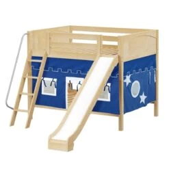 Maxtrix Full Medium Bunk Bed With Angled Ladder, Curtain + Slide -Babyletto Store HOORAY 22 NP