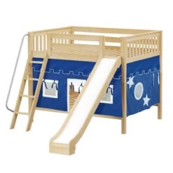 Maxtrix Full Medium Bunk Bed With Angled Ladder, Curtain + Slide -Babyletto Store HOORAY 22 NS