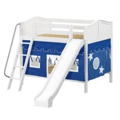 Maxtrix Full Medium Bunk Bed With Angled Ladder, Curtain + Slide -Babyletto Store HOORAY 22 WC