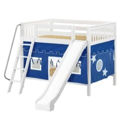 Maxtrix Full Medium Bunk Bed With Angled Ladder, Curtain + Slide -Babyletto Store HOORAY 22 WS
