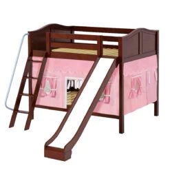 Maxtrix Full Medium Bunk Bed With Angled Ladder, Curtain + Slide -Babyletto Store HOORAY 23 CC
