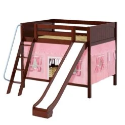 Maxtrix Full Medium Bunk Bed With Angled Ladder, Curtain + Slide -Babyletto Store HOORAY 23 CP