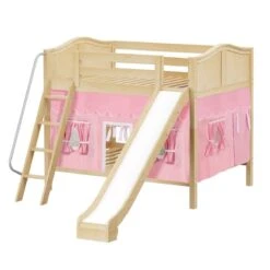 Maxtrix Full Medium Bunk Bed With Angled Ladder, Curtain + Slide -Babyletto Store HOORAY 23 NC