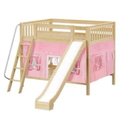 Maxtrix Full Medium Bunk Bed With Angled Ladder, Curtain + Slide -Babyletto Store HOORAY 23 NS