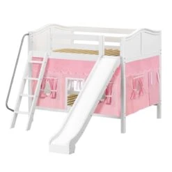 Maxtrix Full Medium Bunk Bed With Angled Ladder, Curtain + Slide -Babyletto Store HOORAY 23 WC