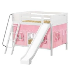 Maxtrix Full Medium Bunk Bed With Angled Ladder, Curtain + Slide -Babyletto Store HOORAY 23 WP