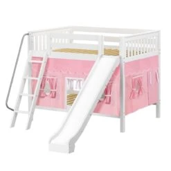 Maxtrix Full Medium Bunk Bed With Angled Ladder, Curtain + Slide -Babyletto Store HOORAY 23 WS
