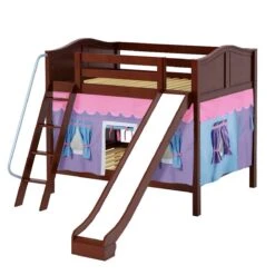 Maxtrix Full Medium Bunk Bed With Angled Ladder, Curtain + Slide -Babyletto Store HOORAY 27 CC