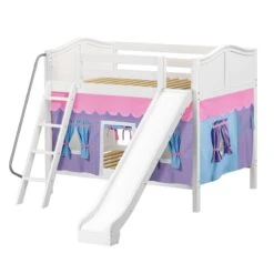 Maxtrix Full Medium Bunk Bed With Angled Ladder, Curtain + Slide -Babyletto Store HOORAY 27 WC