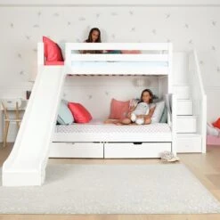 Maxtrix Medium Twin Over Full Bunk Bed With Stairs + Slide -Babyletto Store IMG4015 Blog Size 1559744440072 656x656 crop center 8492b3c7 2288 45ad 8455 b43aebaf3f91